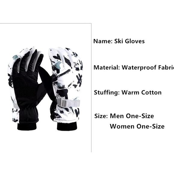 Winter Snowboard Ski Gloves Unisex PU Leather Non-slip Touch Screen Mittens Warm - Picture 2 of 9